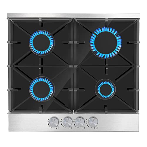 Davivy 4 Burners Gas Cooktop,23 Inch Gas Stove Top,Built in Tempered Glass Surface Gas Cooktop