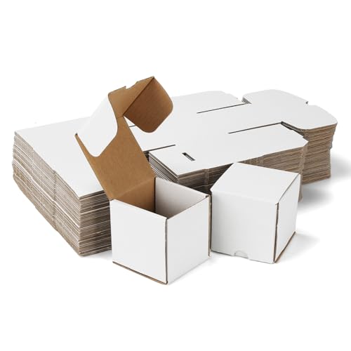 Image of WIFTREY 50pcs 3X3X3 inch Small Shipping Boxes for Business, White Corrugated Cardboard Box 3 x 3 x 3 Craft Gifts Giving Box for Literature, Mailing, Packaging