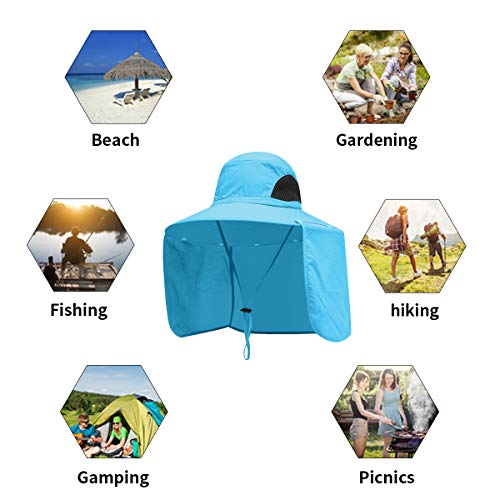 Image of Sun Blocker Hats Outdoor Sun Protection Fishing Cap with Neck Flap Large Brim Outdoor Hat