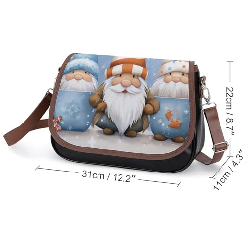 Holiday Gnomes Crossbody Shoulder Messenger Women Bag Pu Leather Office Work Business for Handbag Crossbody Bag2