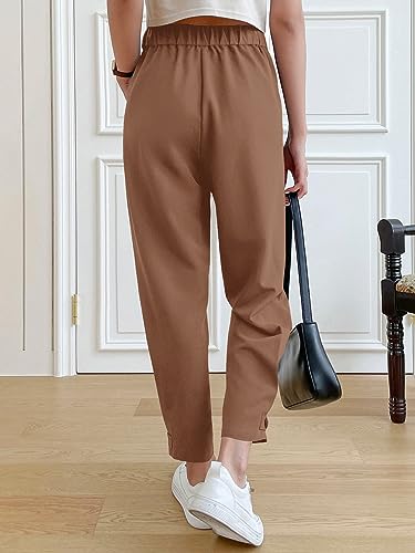 Cicy Bell Women Casual High Waisted Button Pencil Pants Work Office Straight Leg Dress Pants Fold Pleated Trousers2