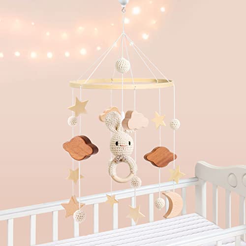 Image of Boho Baby Mobile for Girls - Neutral Nursery Decor, Handmade with Boho Crib Mobile Kids Room Design