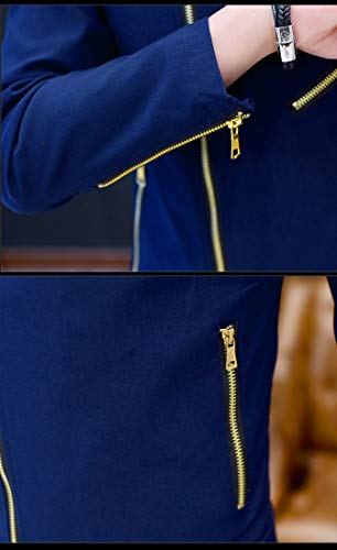 Men`s Motorcycle Slim Fit Scratched Zipper Up Biker Jean Denim Jacket3