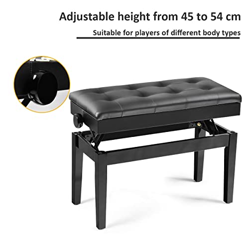LIFEZEAL Tabouret de Piano Réglable en Hauteur 75 x 35 x 45-54 CM, Banc de Piano avec Boîte de Rangement, Siège de Piano en Cuir PU Cardre en Bois Massif et en Fer, Noir - Les Beatles, Paul McCartney, John Lennon, RIngo Starr, George Harrison LIFEZEAL Tabouret de Piano Réglable en Hauteur 75 x 35 x 45-54 CM, Banc de Piano avec Boîte de Rangement, Siège de Piano en Cuir PU Cardre en Bois Massif et en Fer, Noir – Image 6
