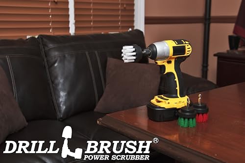 Image of Drill Brush Power Scrubber by Useful Products - 2-Inch Round Cleaning Brushes, Set of 3, Green, Red, White