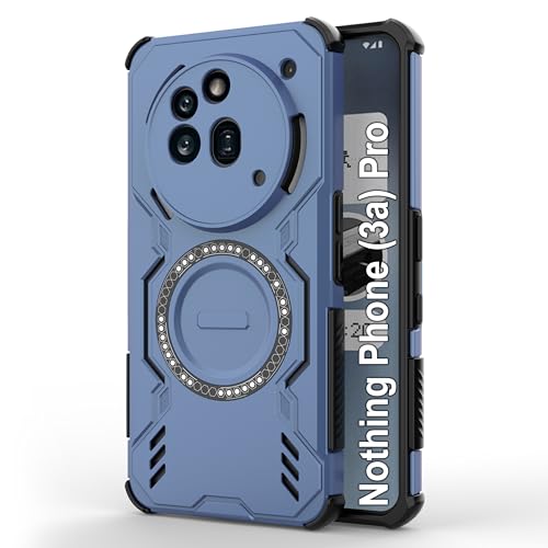 Image of Zapcase Back Case Cover for Nothing Phone (3a) Pro | Magnetic Case with Built-in Metal Ring | Supports MagSafe Charger, Wallet & Car Mount | Shockproof Hybrid PC + TPU | Blue