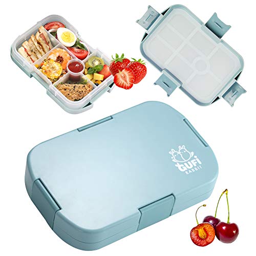 HANGNUO Boîtes Bento, Bento Box, Lunch Box, Boite a Repas 6 Compartiments, Boite à Bento Ensemble pour Enfant Pique-Nique, Hermétique Boîte à Repas, de Sécurité Leakproof Boîtes, Santé (Bleu, 960ML)