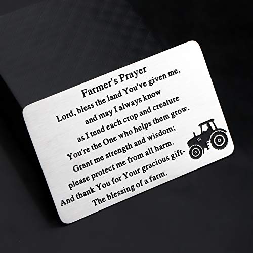 Gzrlyf Farmer's Prayer Wallet Card Farmer Gifts Christian Wallet Cards Religious Gifts the Blessing of a Farm (Wallet Card Silver)4