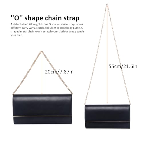 Image of DETARA Women Evening Bag Vegan Leather Clutch Purse Shoulder Crossbody Envelope Bag for Party Wedding Prom Bridal