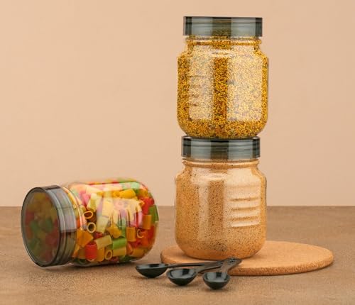 Image of HAPPI Multipurpose Unbreakable Plastic Transparent Storage Containers For Kitchen Airtight Masala Box Dabba Spice, Cereal, Dry Fruits Spice Box 750 Ml With Spoons