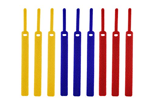 10x amarre de cable Hicab con cierre adhesivo de color. Longitud: 17 cm. Cinta adhesiva con ojal para atar los cables. Cinta adhesiva para atar cables, cinta con cierre adhesivo para cables.