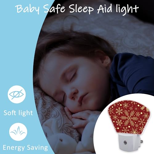 Image of Night Light Christmas Snowflakes Plug-in LED Dusk-to-Dawn Sensor Soft Night Lamp,Suitable for Home Bedroom Bathroom Hallway Stairs