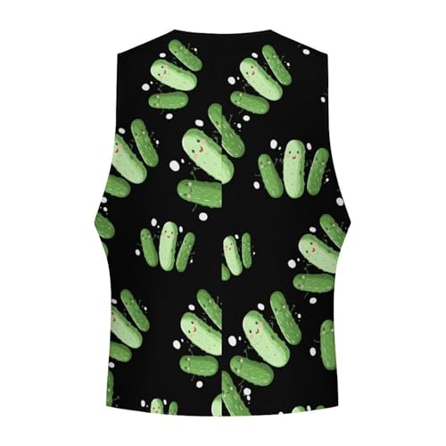 Cute Cucumber Pickle Novelty Men's Suit Vest Funny Formal Dress Vests Business Waistcoat4