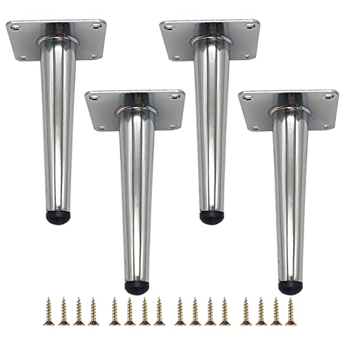 NhAir Set of 4 Straight Metal Furniture Legs, Tapered Support TV Cabinet Feet, DIY Replacement Parts for Sofa Table Couch Cupboard Armchair Ottoman (10cm/3.94in,Rose Gold) (Silver 45cm/17.72in)