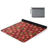 ALAZA Fresh Strawberries Yoga Mat Non Slip Fitness Exercise Mat, Workout Mat for Yoga, Pilates and Floor Exercises