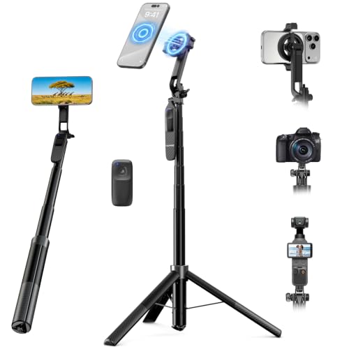 TechRise 71' Phone Tripod, Magsafe Selfie Stick, Remote, 1s Open & Close