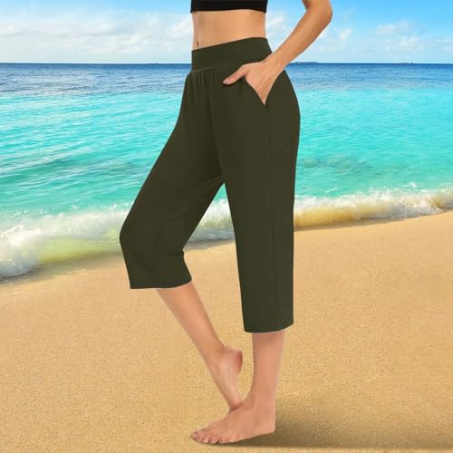 Women's High-Wasted Straight Tummy-Control Yoga Capris Pants