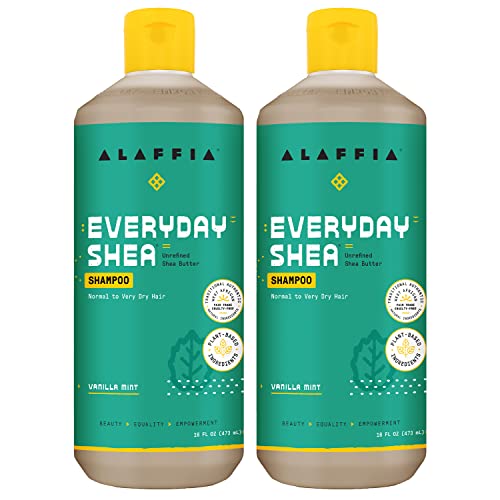 Alaffia Everyday Shea Shampoo, Gentle Cleansing Shampoo For Normal To Dry Hair, Made With Fair Trade Unrefined Shea Butter, No Parabens Or Phthalates, Vanilla Mint, 2 Pack - 16 Fl Oz Ea #TOP13