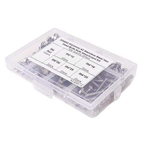 200 peças M4 hexágono externo 304 conjunto de parafusos e porcas de aço inoxidável