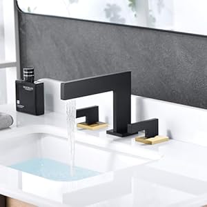   Sumerain-Widespread-8-inch-Bathroom-Faucet-Black-and-Gold-Bathroom-Sink-Faucet-3-Hole-2-Knob-Handle-Waterfall-Bathroom-Faucet