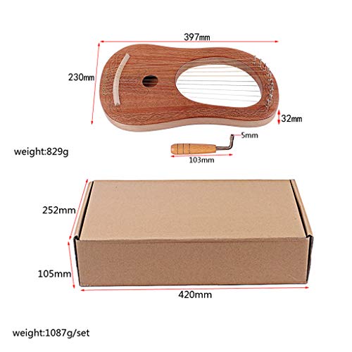 Alnicov Lyre Harp 10 Saiten Harfe Tragbare kleine Harfe mit Stimmschlüssel für Saitenmusikinstrument Stabile Klangqualität Harfe