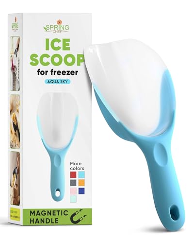 Image of Spring Chef Magnetic Ice Scoop for Freezer, BPA-Free Food Scooper, Aqua Sky