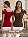 Blingfit Summer Cold Shoulder Tunic Tops Sexy Blouse V Neck Pretty Clothing for Ladies Short Sleeve Tops Casual Shirts Red Wine