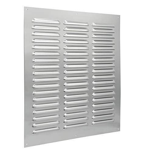 La Ventilazione Gal3030R Griglia Di Ventilazione Rettangolare In Metallo Da Sovrapporre Con Rete Antisetto. Dimensioni 300X300 Mm. Colore Alluminio