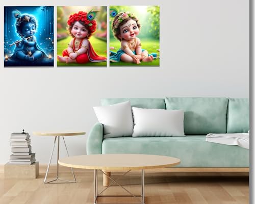 Image of Baby poster for Pregnant Women Pack of 8 12x8 Inch 300 GSM - Radha Krisha Posters Stickers Wallpaper - Baby Photos for Wall bedroom livingroom - Bal Krishna God Poster