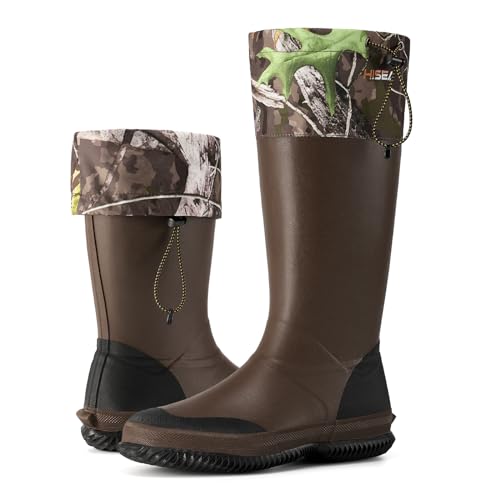 Image of HISEA Classic Men’s Rainboot Neoprene Rubber Rain Boots for Men Waterproof with Adjustable Closure