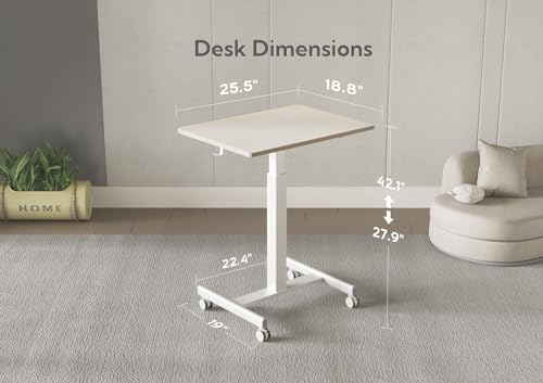 Image of Claiks Mobile Rolling Desk Small Portable Laptop Cart on Wheels 28 inch Natural