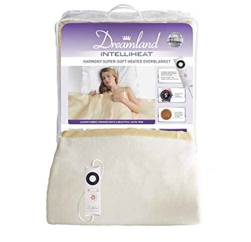 Dreamland Intelliheat fast heat up Luxury Harmony Super-Soft heated Overblanket single, electric blanket 180 x 135 cm, 1 control, 6 temperature settings & timer, machine washable & tumble dry safe.