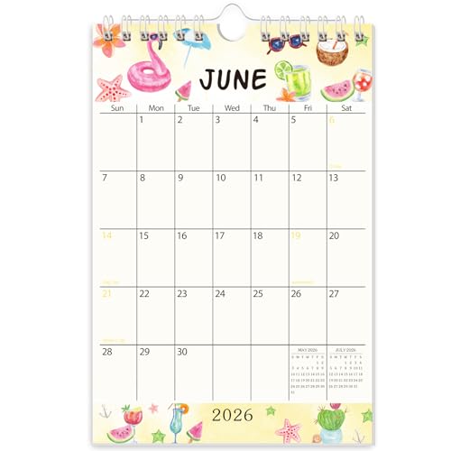 Guasslee Mini Wall Calendar 2026-2027 19 Months Calendar Runs from June 2026 to December 2027 Small Vertical 6 x 9 inch Desktop/Wall Monthly Planner with Thick Paper for School Office Home Organizing