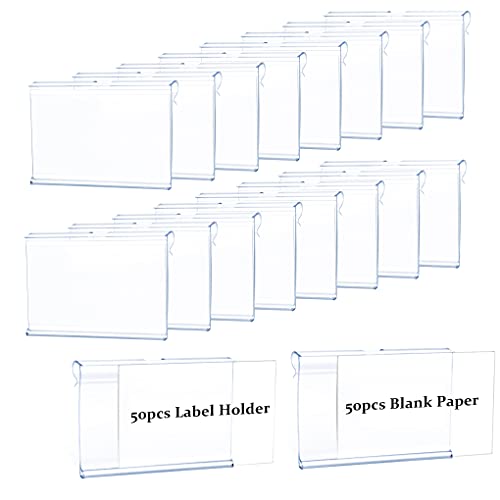 50pcs Labels for Storage Bins Plastic Label Clip, Basket Labels Clip On Wire Shelf Price Label...