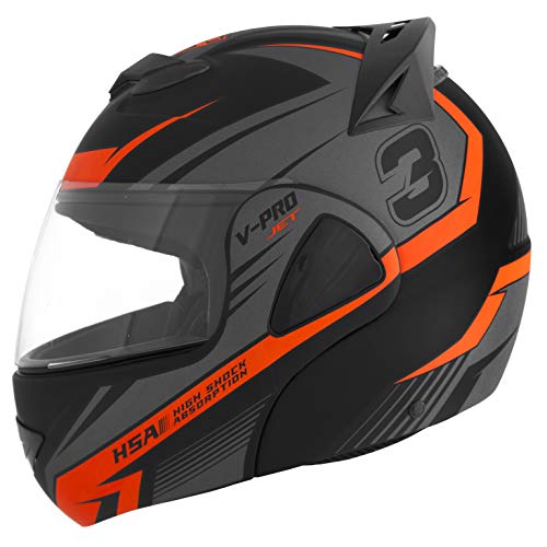 Pro Tork Capacete V-Pro Jet 3 Fosco 62 Preto/Laranja