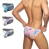 YLCZY 3Pack Cartoon Briefs High Cross Men's Triangle Bikini Sexy Low Rise Graffiti Print Underwear