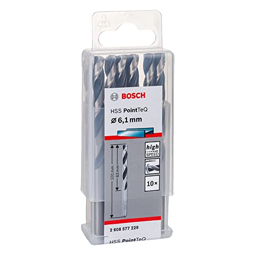 Bosch Professional 10x forets hélicoïdaux HSS PointTeQ (pour métal, 6,1 x 63 x 101 mm, accessoires pour perceuses-visseuses)
