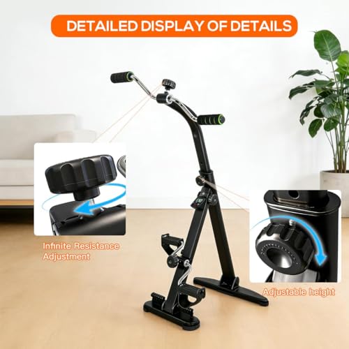 Image of Adjustable Pedal Exerciser for Seniors, Upright Arm and Leg Exercise Bike for Home Physical Therapy, Sit-Down Recumbent Cycle with LCD Display & Chrome Handlebars for Joint Mobility