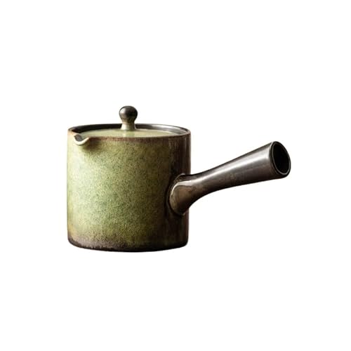 Movni 緑色の星空変化側持ちポット 101-200mL 磁器製ティーポット 水とお茶分離 防熱 家庭用・来客用 中華風クラシカル茶道具