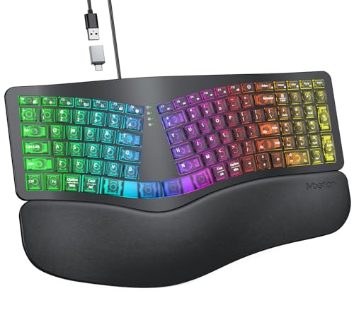 MEETION Ergonomic Keyboard Wired, New Upgrade 7 Colors...