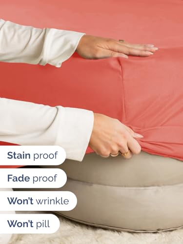 Image of Deep Twin XL Fitted Sheet - College Dorm Room Essentials - Coral | Easily Fits 18 inch to 24 inch Mattress, Wrinkle Resistant, Soft, Breathable & Comfy, Extra Deep Pockets Fitted Sheet
