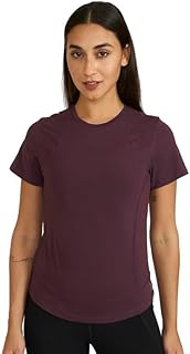 HUNNIT Round Neck Activewear Top for Women | Slim Fit Activewear Training Top | Women's Dry Fit Polyster T-Shirt | Calf Sl...