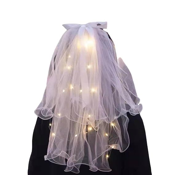 Wedding Bridal Lace Veil Drop with Hair Pin and Pearl Chapel Hair Accessories for Women- White, (Pack of 1)-image-24