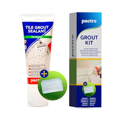 PECTRO Grout KIT Tile Grout Sealant + Scraper | Tile Joint Repair for Shower - Fill and Bleach | Forget About Cracks in Shower Joints | Waterproof (6,62oz - 200ml) (KIT x 1) PECTRO Grout KIT Tile Grout Sealant + Scraper | Tile Joint Repair for Shower - Fill and Bleach | Forget About Cracks in Shower Joints | Waterproof (6,62oz - 200ml) (KIT x 1)