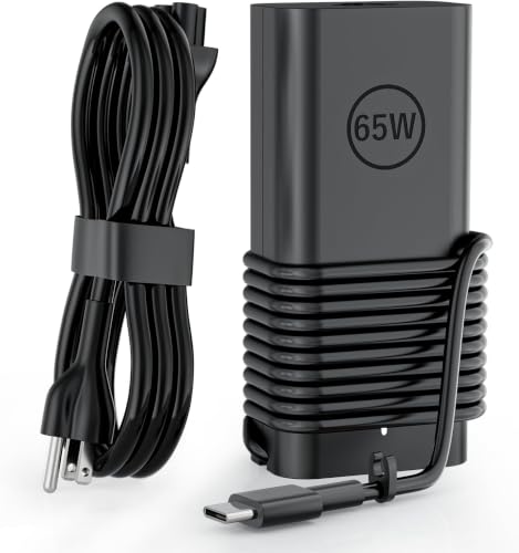 Image of 65W Laptop Charger 20V 3.25A AC Adapter Compatible with Dell Vostro Pro 14 Latitude 3400 3500 5285(2in1) Chromebook 3100 XPS 12 13 Plus Inspiron Venue HA65NM170 USB Type C Power Supply Cord | Fit for Dell XPS 13 9360 9370 9380, Latitude 5420 5520 7420 7490, LA65NM170 02YK0F, Type C Portable Travel Power Supply Cord