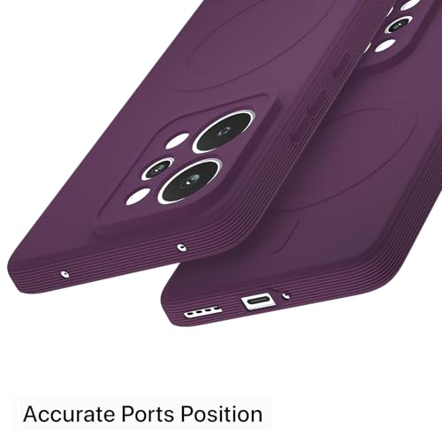 Image of Amazon Basics Back Cover for Realme P4 Power 5G Soft Matte Silicone with Camera Protection | Mag-Safe Logo (Not Mag-Safe Compatible) | Shockproof Slim Fit Bumper Case (Purple)