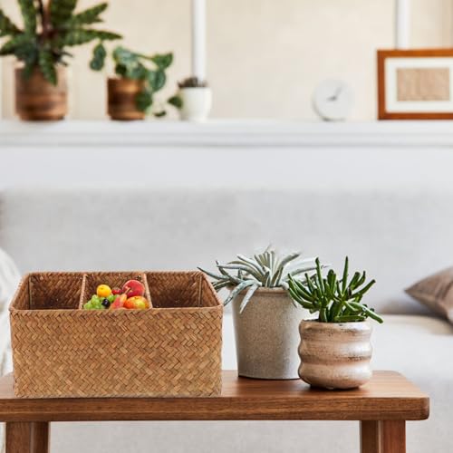 Boîte de rangement en paille : la solution 3 compartiments contre le désordre de la maison