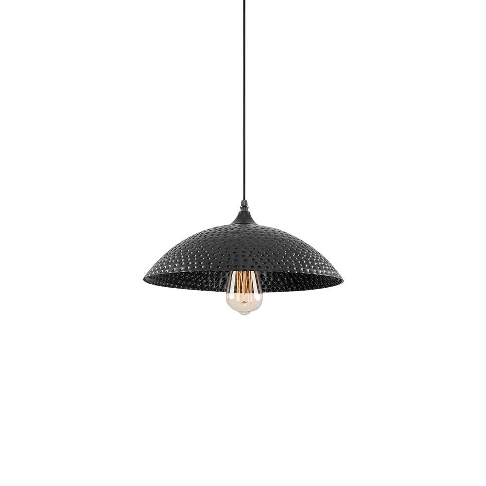 Lampe à suspension rétro E27 avec finition en fer forgé et abat-jour bol de qualité