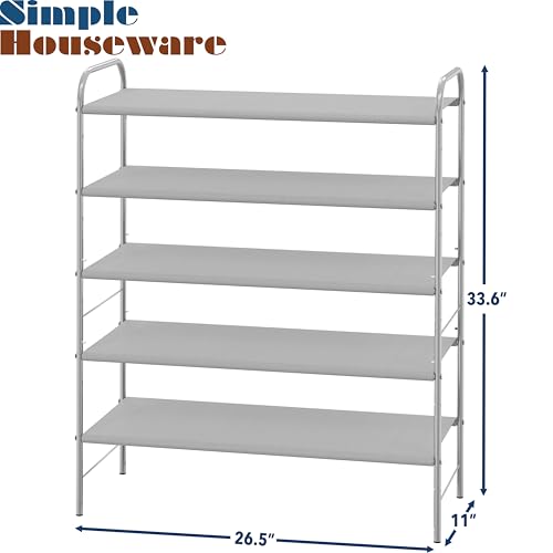 Image of Simple Houseware 5-Tier Shoe Rack Storage Organizer, Grey