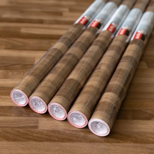 67.5cm x 2m d-c-fix WALNUT BLOCK sticky back plastic vinyl wrap film + app kit, Brown, 68W x 200L cm